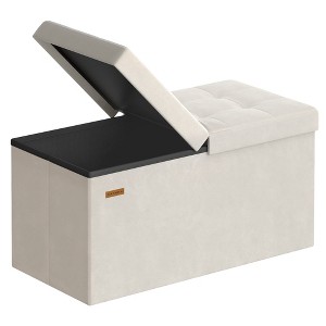 30 Inch Storage Ottoman, Foldable Velvet Bench with Flipping Lid & 660 lb Capacity, 24 Gal Storage for Living Room Bedroom - 1 of 4