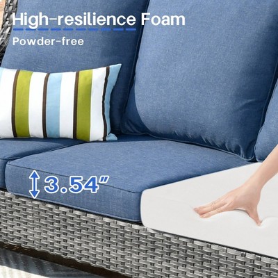 Denim Blue 5-Piece Iron Frame Patio Sofa Set