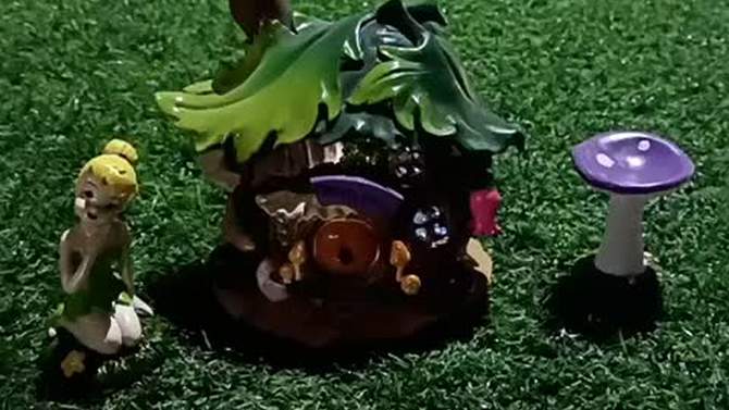 Disney Tinker Bell Miniature Resin Garden Set With Solar Tree House, 2 of 6, play video