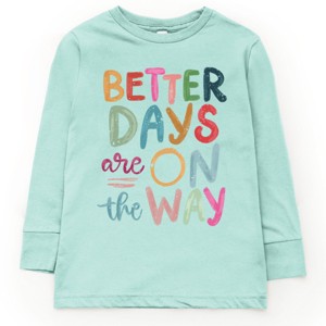 The Juniper Shop Better Days Are On The Way Youth Long Sleeve Tee - XS - Seafoam - 1 of 4