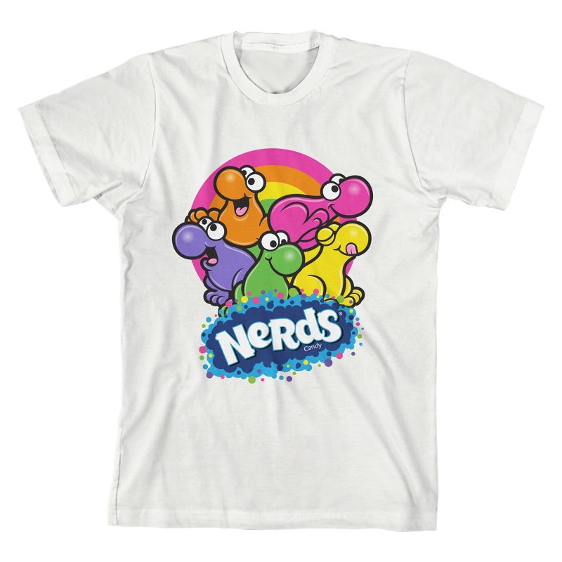 Nerds Colorful Character Rainbow Boy's White T-shirt, 1 of 4