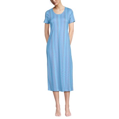 Lands' End Women's Cotton Short Sleeve Midcalf Nightgown