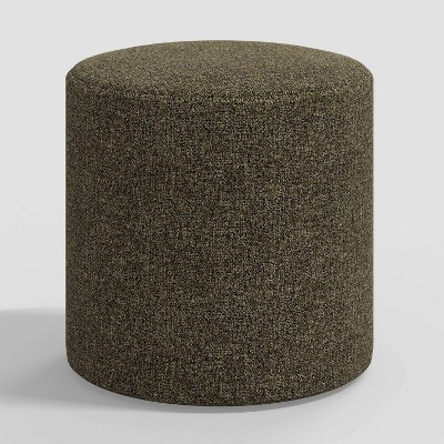 Skyline Furniture Round Thalia Ottoman in Tweed