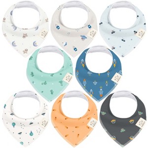 8pk Organic Baby Bandana Bibs, Baby Drool Bibs for Baby Boy, Girl, Baby Bibs for Infant, Newborn - 1 of 4