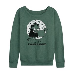 Women's - Garfield - I Vant Candy Lightweight French Terry Wide Neck Long Sleeve Shirt - 1 of 4