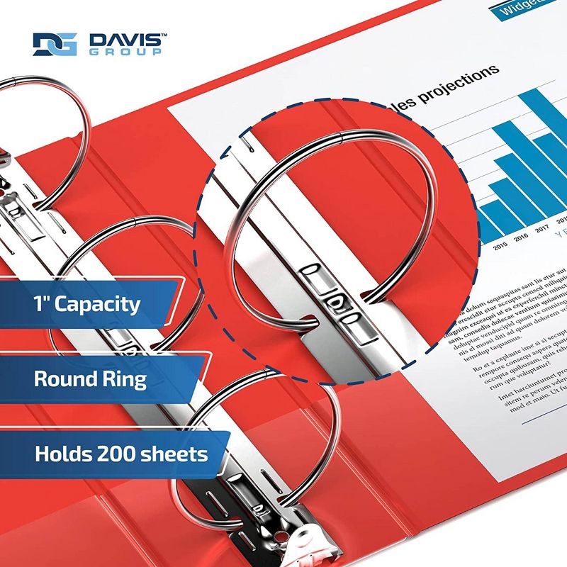 Davis Group 6pk 1&#34; Premium Economy Round Ring Binders Red, 3 of 9