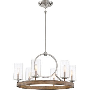 Minka Lavery Minka Country Estates 28" Nickel and Wood Finish 6-Light Chandelier - 1 of 3