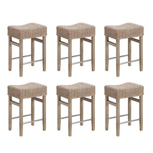 Nathan James Set of 6 Harvey Seagrass Counter Height Barstools - 1 of 4