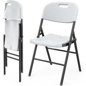 VINGLI Folding Chairs, Heavy Duty Foldable Chair Portable Plastic Seat with Steel Frame for Indoor Outdoor Dinning Party Use - 1 of 4