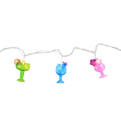 Northlight Set of 10 Happy Hour Colorful Cocktails Patio and Garden Novelty Christmas Lights - 6 ft White Wire