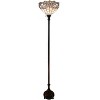 Amora Lighting White Color Torchiere Floor Lamp – 72 Inch Tall Handcrafted Stained Glass Shade with White & Bronze Finish - 2 of 4