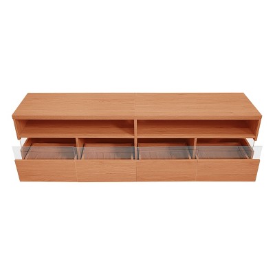 NicBex TV Stands for Living Room,Modern Entertainment Center with Cabinets and Open Shelves,TV Console for Living Room, Bedroom, Home,Natural