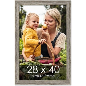 PosterPalooza | 28x40 Thin Barnwood Picture Frame, UV Acrylic, 2 Finishes - Grey and Black - 1 of 4