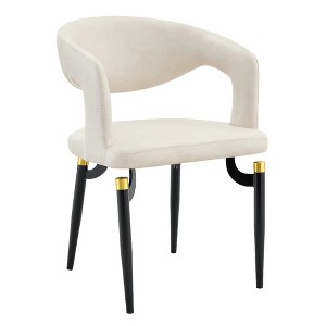 LeisureMod Entice Modern Dining Chair – Upholstered Leather Seat with Curved Open Back and Metal Legs, Modern Kitchen, Dining Room, Home, Cafe Seating - 1 of 4
