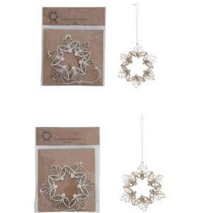 Storied Home 2-Piece Handmade Paper Quilling Snowflake Ornament, White - 1 of 1