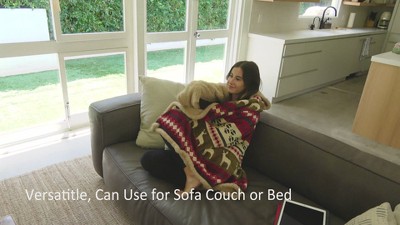 Reversible Reindeer Sherpa Fleece Twin Blanket, 60" x 80"