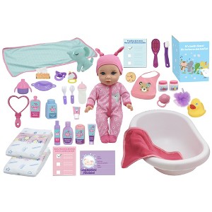 New Adventures Little Partners: Baby Doll Feed & Care Deluxe Playset w/ 15in Baby Doll - 1 of 4