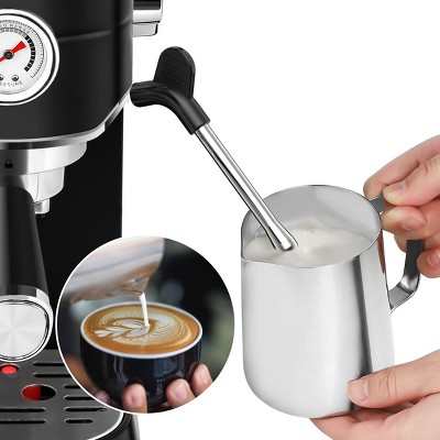 Casabrews Black Stainless Steel Automatic Espresso Machine with Steam Wand