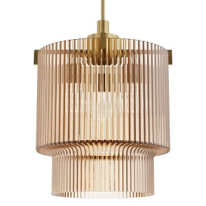 Hunter Fans 17.1" Ontario Ceiling Light Luxe Gold Finish - 3 Bulb Pendant with Ribbed Glass for Transitional Elegance - 1 of 1