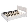 Luxury Linen Upholstered Bed with Stylish Brick Headboard & Twin XL Trundle - Dream Bedroom Essential - 2 of 4