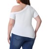 Agnes Orinda Women's Plus Size One Shoulder Short Sleeve Asymmetrical Summer Casual Blouse - 4 of 4