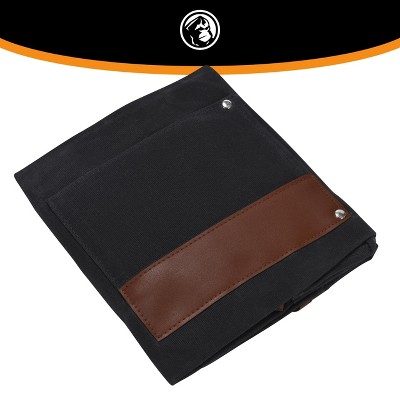 Heavy-Duty Black Canvas Cooking Apron with Leather Accents