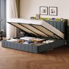 Upholstered Lift Up Storage Bed Frame with Headboard, Velvet Platform Bed with Wooden Slats & Metal Frame, Noise Free, No Box Spring Needed - 2 of 4