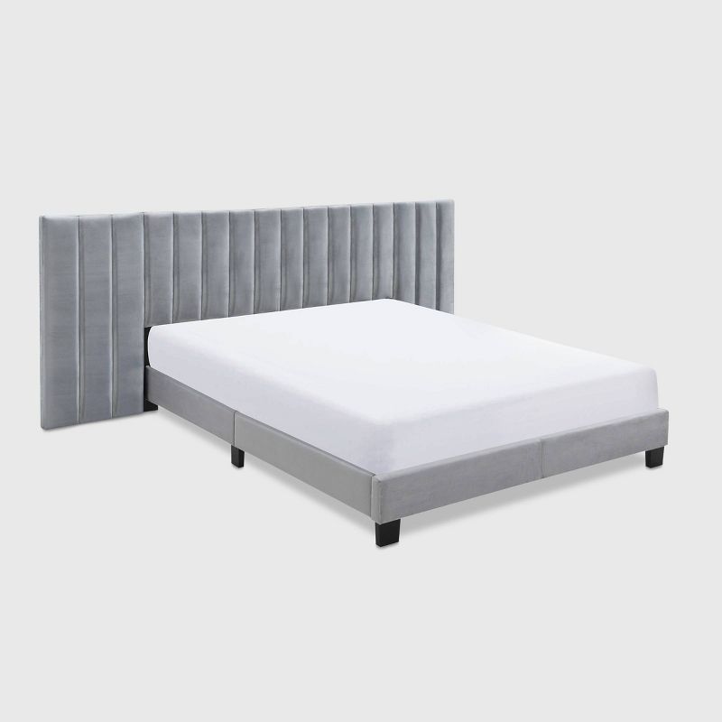 Gramercy Channel Tufted Upholstered Bed Gray Velvet - Finch, 1 of 11