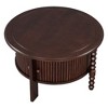 CAVINAS Retro Wooden Side Table Round Coffee Table with Storage and Sliding Door, End Table for Living Room, Bedroom - 4 of 4