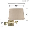 Barnes and Ivy Modern Swing Arm Wall Lamp with Cord Cover Antique Brass Plug-In Light Fixture Natural Linen Drum Shade for Bedroom - 4 of 4