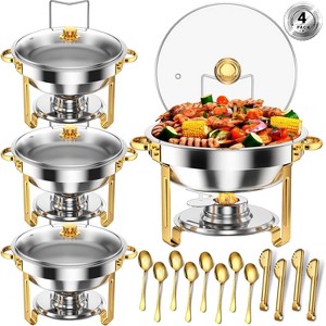 5QT Round Chafing Dishes Buffet Set, High Grade Dish Set, Full Size Pan, Rolled-Edge Design Food Warmers for Parties,Buffet,Wedding,Birthday - 1 of 4