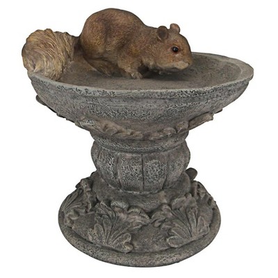 Hand-Painted Resin Woodland Squirrel Garden Birdbath Statue