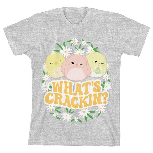 Squishmallows What's Crackin'? Youth Heather Gray Crew Neck Short Sleeve Tee - image 1 of 2