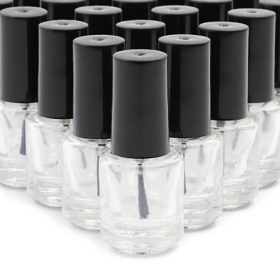 Bright Creations 30 Pack Empty Refillable Nail Polish Bottles Vials with Soft Brush Cap and 6 Funnels for Nail Art, Glass Clear, 2.1 x 0.9 In