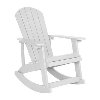 Flash Furniture Savannah All-Weather Poly Resin Wood Adirondack Rocking Chair with Rust Resistant Stainless Steel Hardware