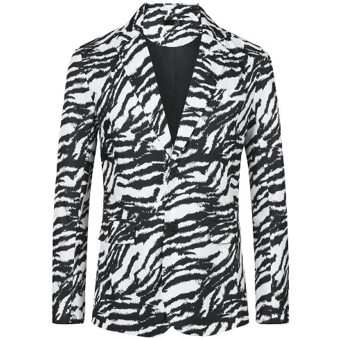 Lars Amadeus Heren Party Animal Leopard Print Blazer Notched Revers Lichtgewicht Sport Jas Jasje, Bruin, L