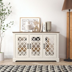 Galano 3-Door Sideboard with Mirrored Cut-Out Storage 45.7" W × 15.7" D × 29.3" H - 1 of 4