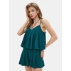 EXLURA Womens Summer Romper Dress 2025 V Neck Spaghetti Strap Pleated Shorts Jumpsuit Beach Vacation Outfits with Pockets - 4 of 4