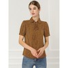 INSPIRE CHIC Women's Retro Dots Print Bow Tie Peter Pan Collar Chiffon Blouse - 2 of 4