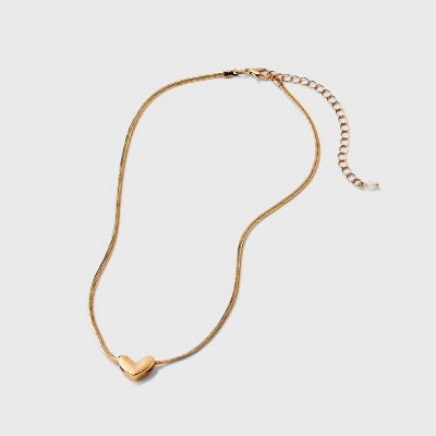 Herringbone Heart Charm Chain Necklace - Universal Thread&#8482; Gold