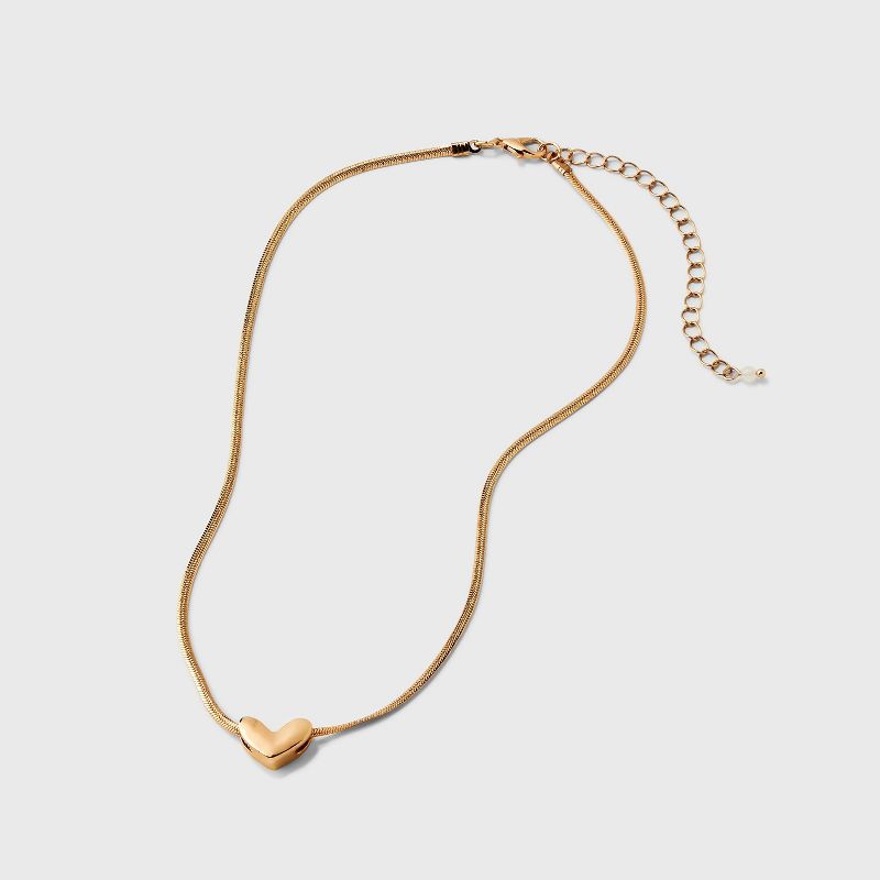 Herringbone Heart Charm Chain Necklace - Universal Thread&#8482; Gold, 4 of 8