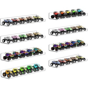 8 Pack Acrylic Shelves Wall Organizer and Storage, 15" Display Shelf for Figure, Toy Cars, Perfume, Kids Bookshelf for Bedroom, Craft Room, Clear - 1 of 4