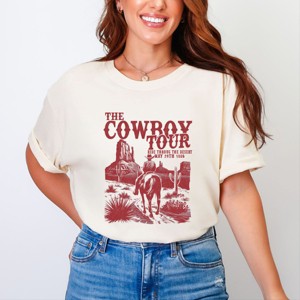 Simply Sage Market The Cowboy Tour Distressed Garment Dyed Tee - 1 of 4