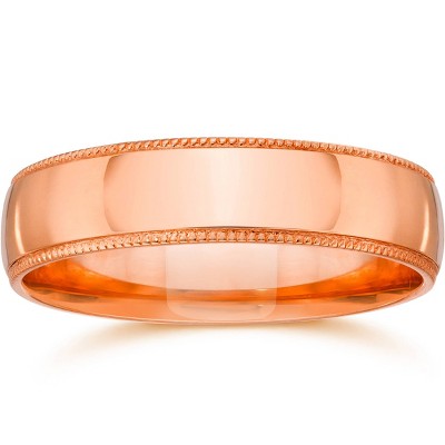 Pompeii3 4mm Milgrain 14K Rose Gold Polished Wedding Band