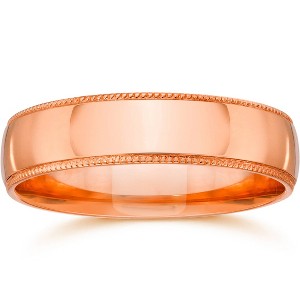Pompeii3 4mm Milgrain 14K Rose Gold Polished Wedding Band - 1 of 4
