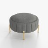 SEYNAR Modern Velvet Round Storage Ottoman with Gold Legs - 3 of 4