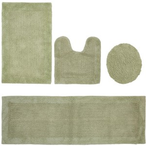 Edge Bath Rug 100% Premium Cotton Ultra-Soft Water Absorbent Tufted Solid Reversible 4 Piece Bathroom Rug Set for Machine Washable Bathmat - 1 of 2