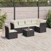 vidaXL 7 Piece Patio Sofa Set with Cushions Black Poly Rattan - Black and Cream With Table - 2 of 4