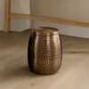happimess Merida Modern Rustic Hammered Metal Drum Storage Side Table with Lid - 2 of 4
