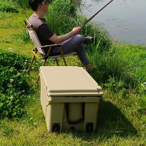 Wooakway 65 QT Hard-Sided Cooler Box with Wheels Portable Ice Chest with Drainage Plugs Rolling Cooler with Rubber Latches - 1 of 4